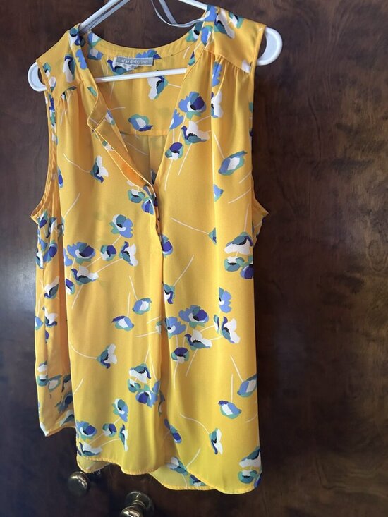 Daniel Rainn Tops - Daniel Rainn Mustard Floral Sleeveless Top XL
